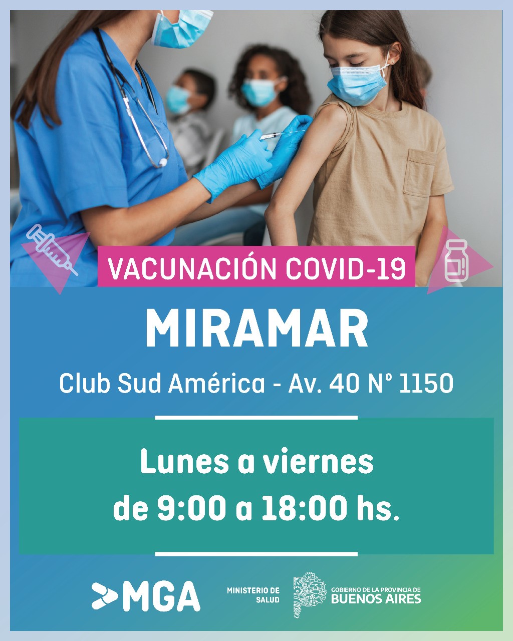 Vacunación COVID: Nuevos días y horarios para General Alvarado