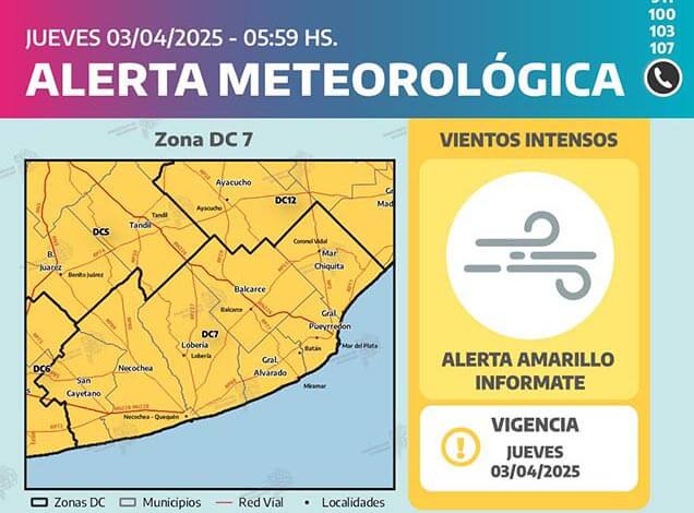 Alerta meteorológica amarilla para el día de hoy, jueves 3 de abril