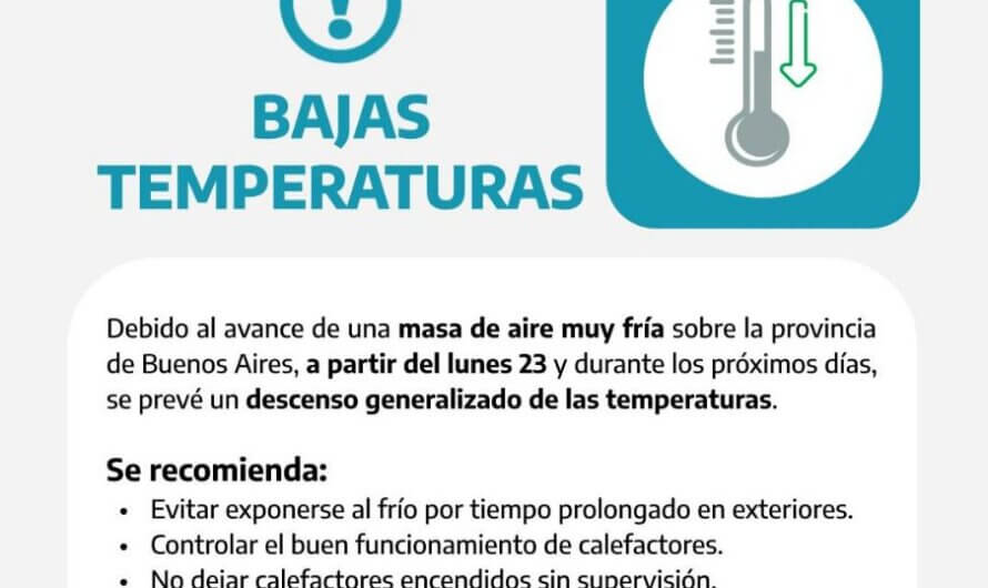 ¡Alerta por bajas temperaturas en Pcia de Buenos Aires!
